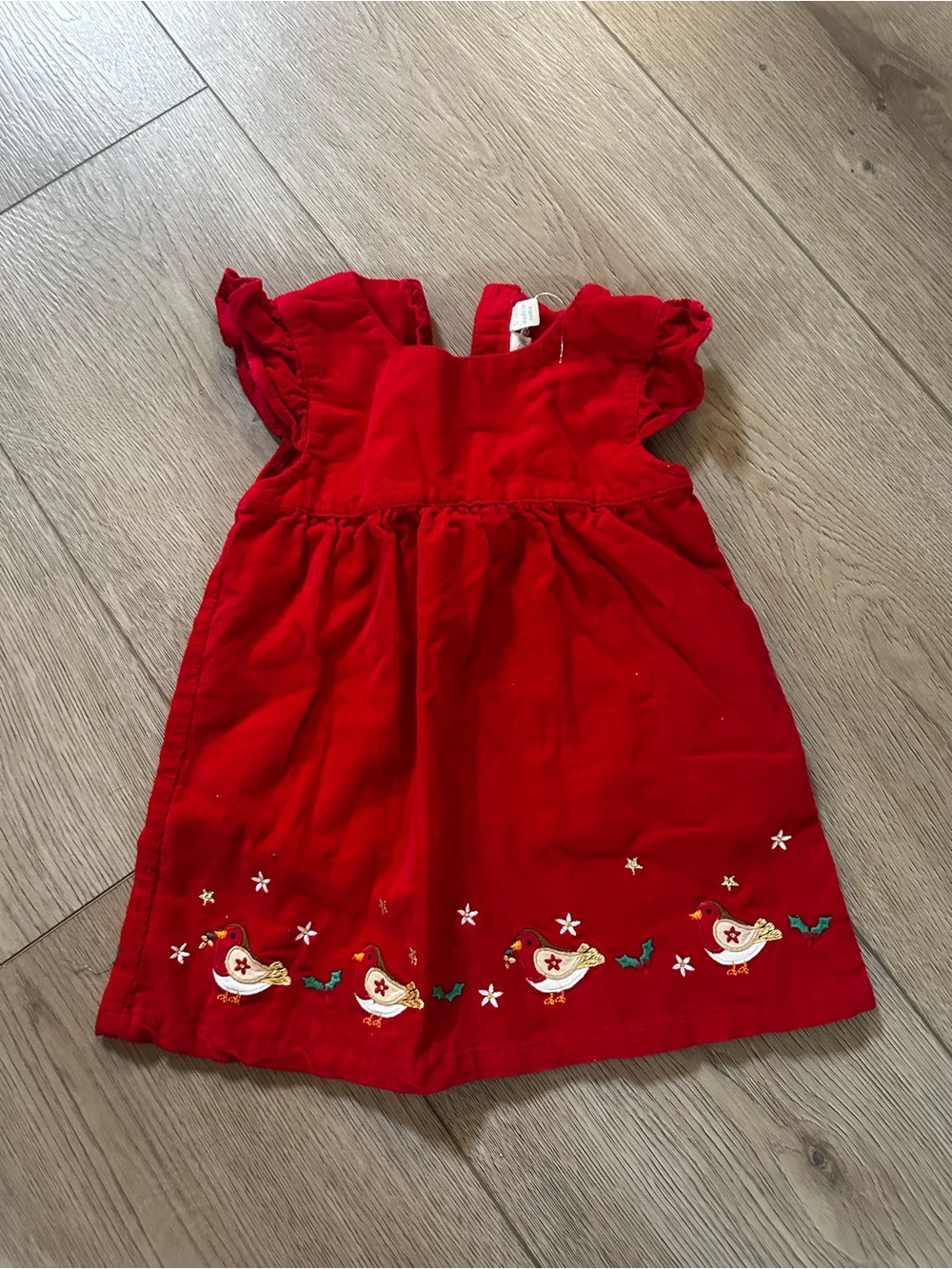 Toddler 12-18M Red Corduroy Embroidered Holiday Dress